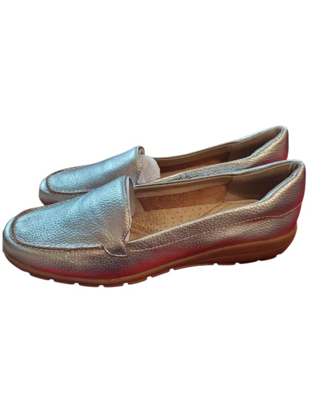 Easy Spirit Seabide Womens Leather Loafers W/Cushioned Silver Metallic Size 8M - Picture 9 of 13